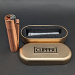 Clipper Metal Rose Gold Lighter w/ Case