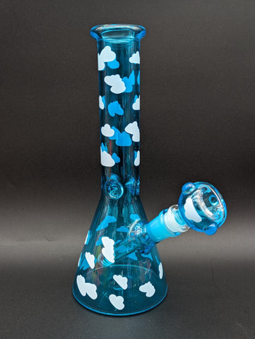 Cloudy Skies Beaker Bong 10"