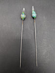 Crystal Tears Handblown Glass & Metal Hairpin Poker Tool | 6.75"
