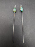 Crystal Tears Handblown Glass & Metal Hairpin Poker Tool | 6.75"