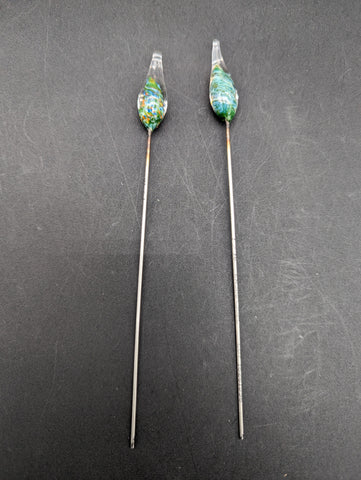 Crystal Tears Handblown Glass & Metal Hairpin Poker Tool | 6.75"