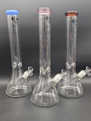 Diamond Glass Gold Classic Beaker Water Pipe | 16.25"