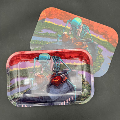 Grateful Dead x Pulsar Metal Rolling Tray & Lid | Boxer | 11"x7"-Avernic Smoke Shop