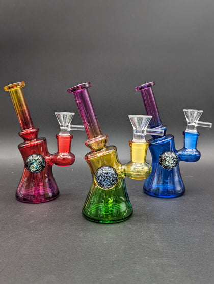 Multi Color Fade Bent Neck Mini Beaker-Avernic Smoke Shop