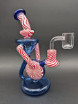 Peppermint Swirl 8" Recycler Dab Rig