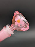 Pink Floral Beaker Bong 10"