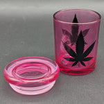 Pink Glass Storage Jar w/ Black leaf - 14g