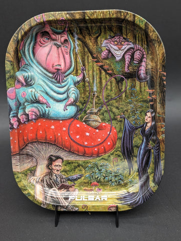 Pulsar Mini Metal Rolling Tray | Malice in Wonderland | 7" x 5.5"-Avernic Smoke Shop