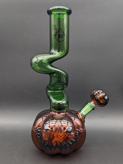 Pulsar Twisty and Wicked Jack-O-Lantern Glass Water Pipe | 11" | 14mm F-Avernic Smoke Shop
