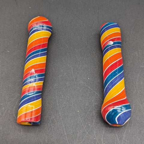 Rainbow Spirals Glass Chillum | 3.5"