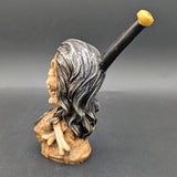 Resin Angry Dread Skull Hand Pipe