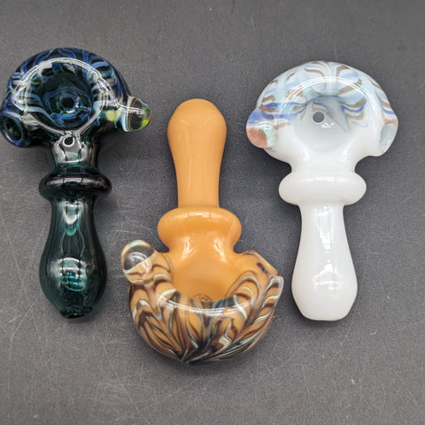 Spiral Feathered Spoon Pipes - Reading Glass Militia