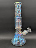14" Iridescent Twist Beaker w/ Tree Perc