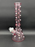 14" Pink Pearl Heart Beaker Bong
