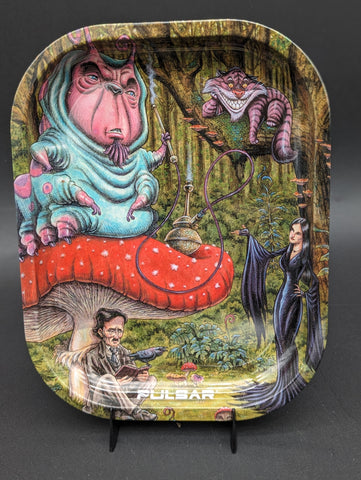 Pulsar Mini Metal Rolling Tray | Malice in Wonderland | 7" x 5.5"-Avernic Smoke Shop