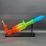 23" Rainbow Frosted Gatling Gun Bong w/ Wood Stand