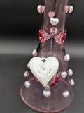 14" Pink Pearl Heart Beaker Bong