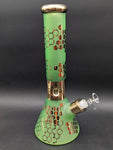 14" Rainbow Sandblasted Beaker w/ Honeycomb Pattern-Avernic Smoke Shop