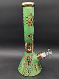 14" Rainbow Sandblasted Beaker w/ Honeycomb Pattern-Avernic Smoke Shop