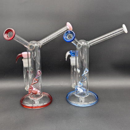 2K Glass Dual Color Dual Mouth Heart Bong-Avernic Smoke Shop