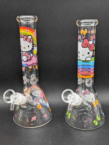 10" Colorful Kitty Graphic Beakers