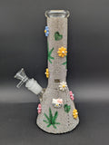 10" Fully Jeweled Kitty Beaker Bong