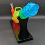 23" Rainbow Frosted Gatling Gun Bong w/ Wood Stand