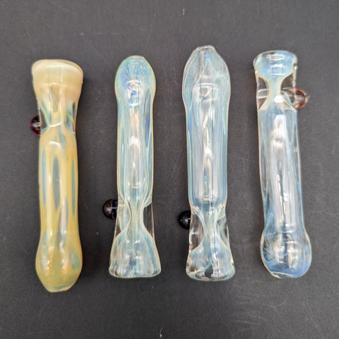 Silver Fumed Glass Chillum Pipes - by Branded Glass