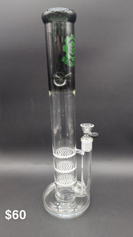 SeshGear Triple Honeycomb Perc Straight Tube Water Pipe | 15"