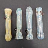 Silver Fumed Glass Chillum Pipes - by Branded Glass-Avernic Smoke Shop