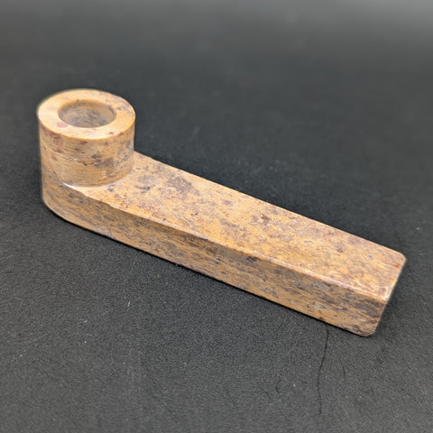 Single-Cut Straight Marbled Stone Hand Pipe | 3.5"