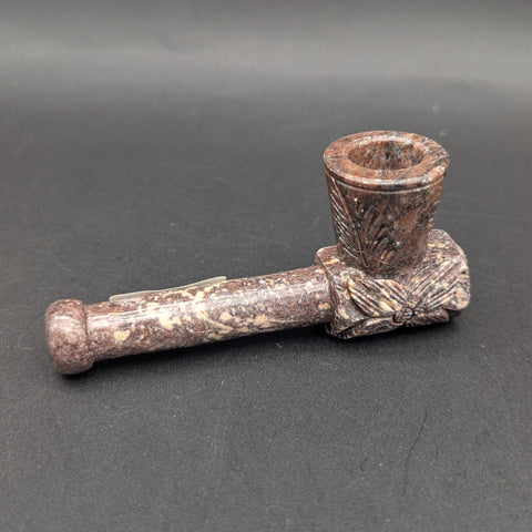 Straight Chimney Carved Stone Hand Pipe | 3.5" | Assorted Styles