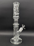 Translucent Twisty Jellyfish Perc Straight Glass Water Pipe | 13.75"-Avernic Smoke Shop
