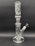 Translucent Twisty Jellyfish Perc Straight Glass Water Pipe | 13.75"-Avernic Smoke Shop