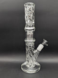 Translucent Twisty Jellyfish Perc Straight Glass Water Pipe | 13.75"-Avernic Smoke Shop