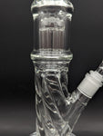 Translucent Twisty Jellyfish Perc Straight Glass Water Pipe | 13.75"-Avernic Smoke Shop