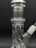 Translucent Twisty Jellyfish Perc Straight Glass Water Pipe | 13.75"-Avernic Smoke Shop