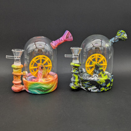 Waterwheel Bell Jar Water Pipe | 6" | 14mm-Avernic Smoke Shop