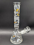 Wormhole Glass "Robo-Bees" 11″ Clear Mini Beaker Bong