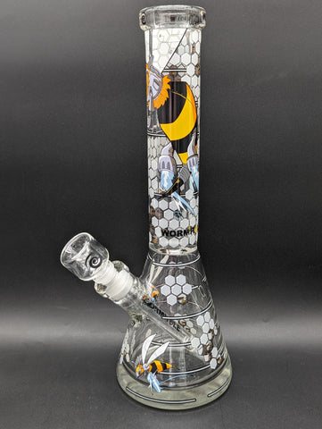 Wormhole Glass "Robo-Bees" 14″ Beaker Bong