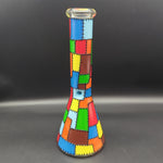 10" Colorful Patchwork Glass Beaker - Avernic Smoke Shop