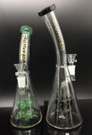 10" Gold MoZone Cone Bent Neck Water Pipe - Green - Avernic Smoke Shop