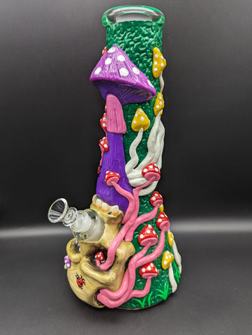 13" Mushroom Jungle 3D Beaker - Avernic Smoke Shop