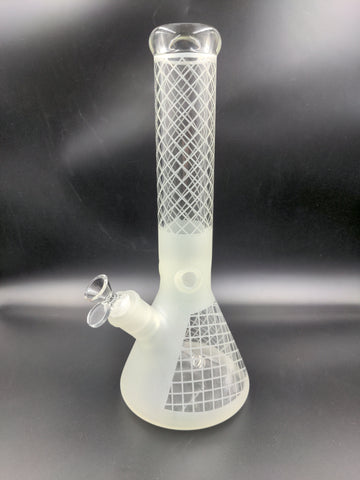 13.5" Etched Helix Sunlight Reactive Water Pipe Beaker | 14mm