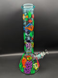 13.5" Ocean Floor 3D Beaker w/ Perc - Avernic Smoke Shop