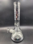 14" 7mm Glass Diamond Cut Design Beaker - Avernic Smoke Shop