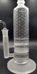 14" AQUA Glass / 2-in-1 / Dual Honeycomb Sandblasted Water Pipe - Avernic Smoke Shop