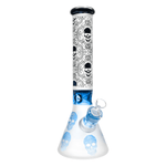 14" Sandblasted Skull Water Pipe Beaker - Avernic Smoke Shop