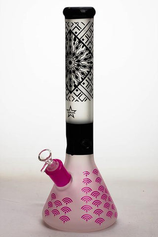 15.5" Genie 9 mm thick sandblasted glass beaker water bong - Avernic Smoke Shop