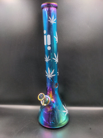 18" Infyniti leaf 7 mm metallic glass water bong - Avernic Smoke Shop